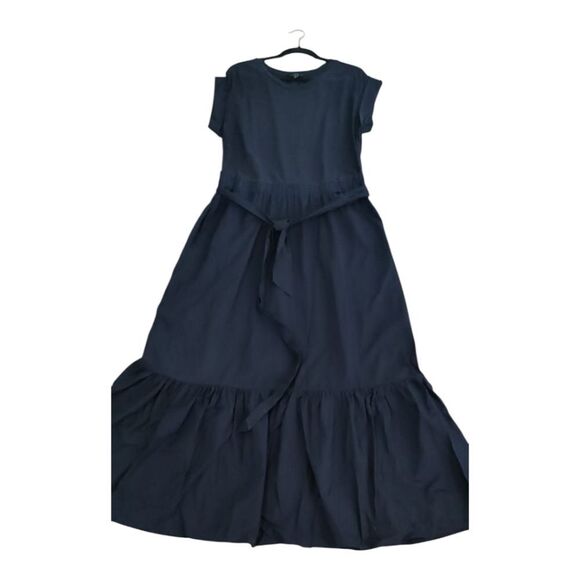Banana Republic Navy Blue Tiered Maxi Dress Size L - Picture 2 of 11